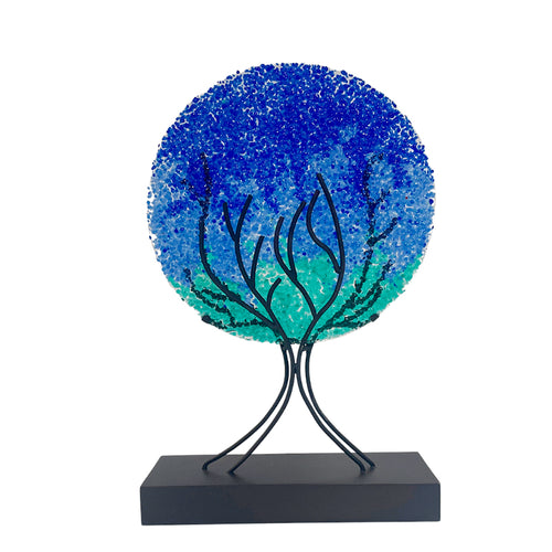 Exuberante grande, Azul - figura de árbol abstracto