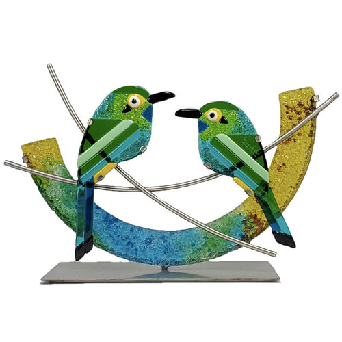 Pair of Motmots - Handmade Decorative Glass Art Figurines