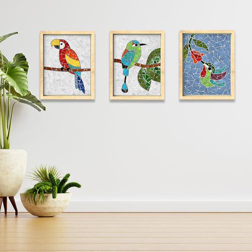 Birds: Guara, Torogoz, Colibrí - Decorative paintings in mosaic