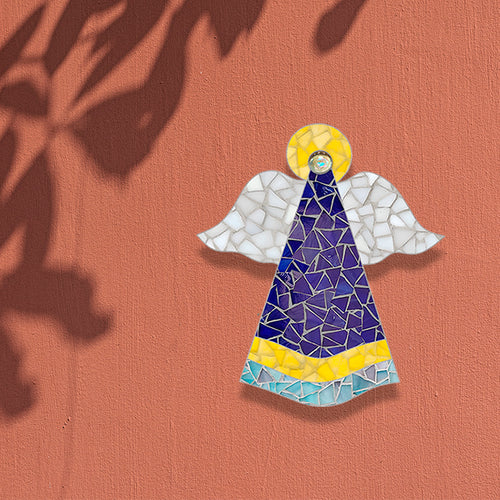 Angel de la guarda en mosaico - Color azul