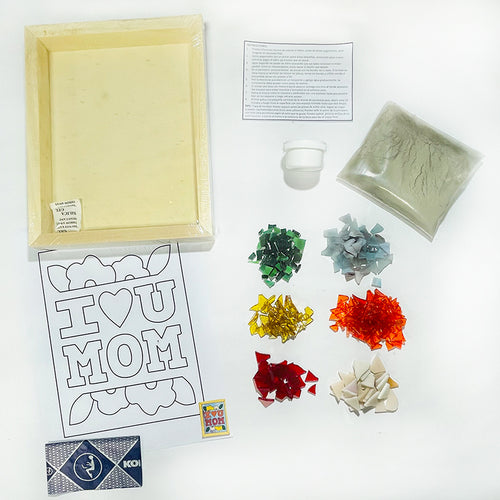 Manualidades: Kit para armar mosaico con vidrio, diseño de flores - Arte 3