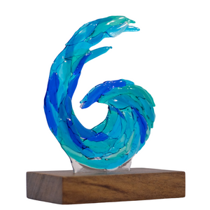 "Marejada II" - Decoration of ocean wave- handmade molten glass