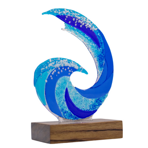 "Marejada II" - Decoration of ocean wave- handmade molten glass