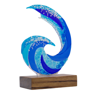 "Marejada II" - Decoration of ocean wave- handmade molten glass