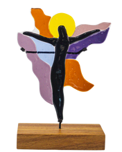 Upload image to gallery viewer, Black Christ - Decorative glass piece, handmade