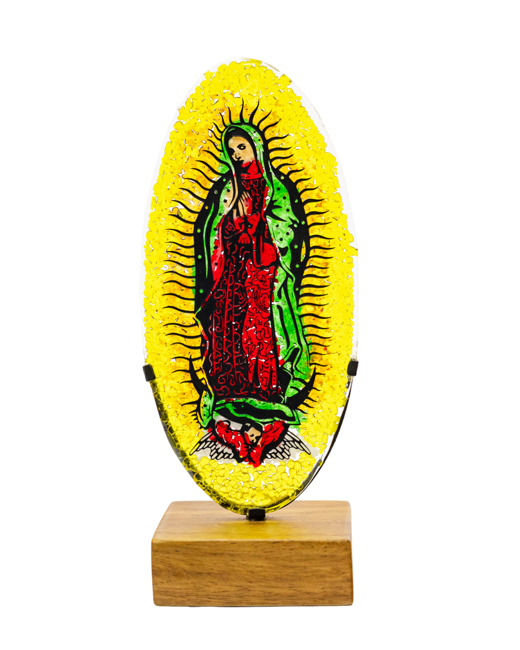Virgen de Guadalupe, pieza en vidrio fundido