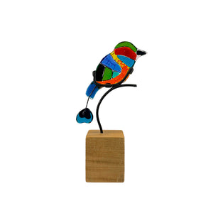 Torogoz Looking Backwards - Handmade Glass Art Figure of Bird