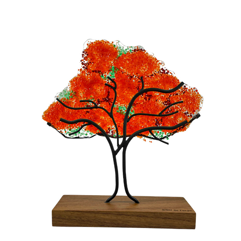 Flame tree, tall, handmade collectible glass figure