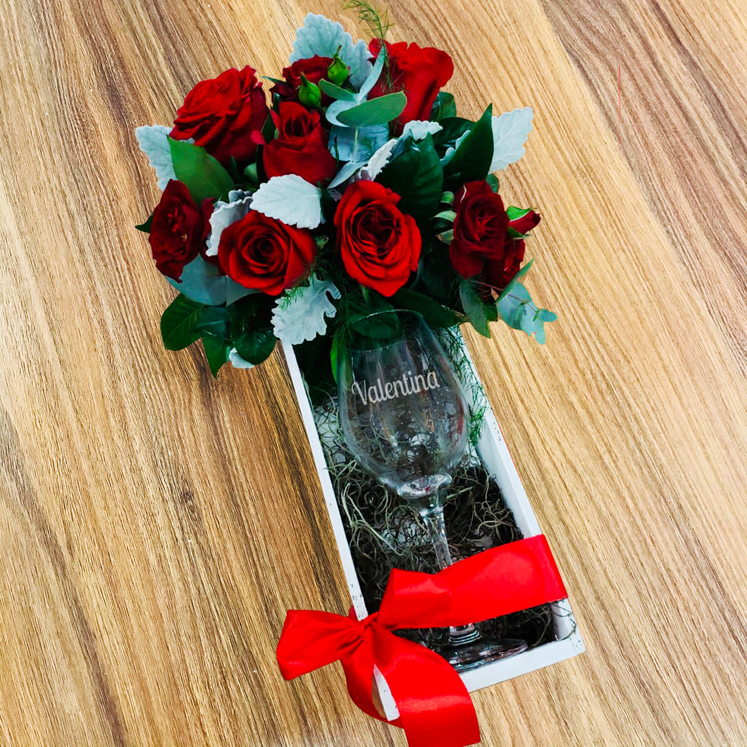 Gift box with flower arrangement