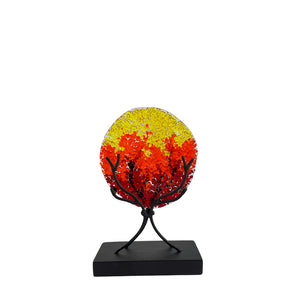 "Exuberante", red, Abstract Molten Glass Tree Figurine 