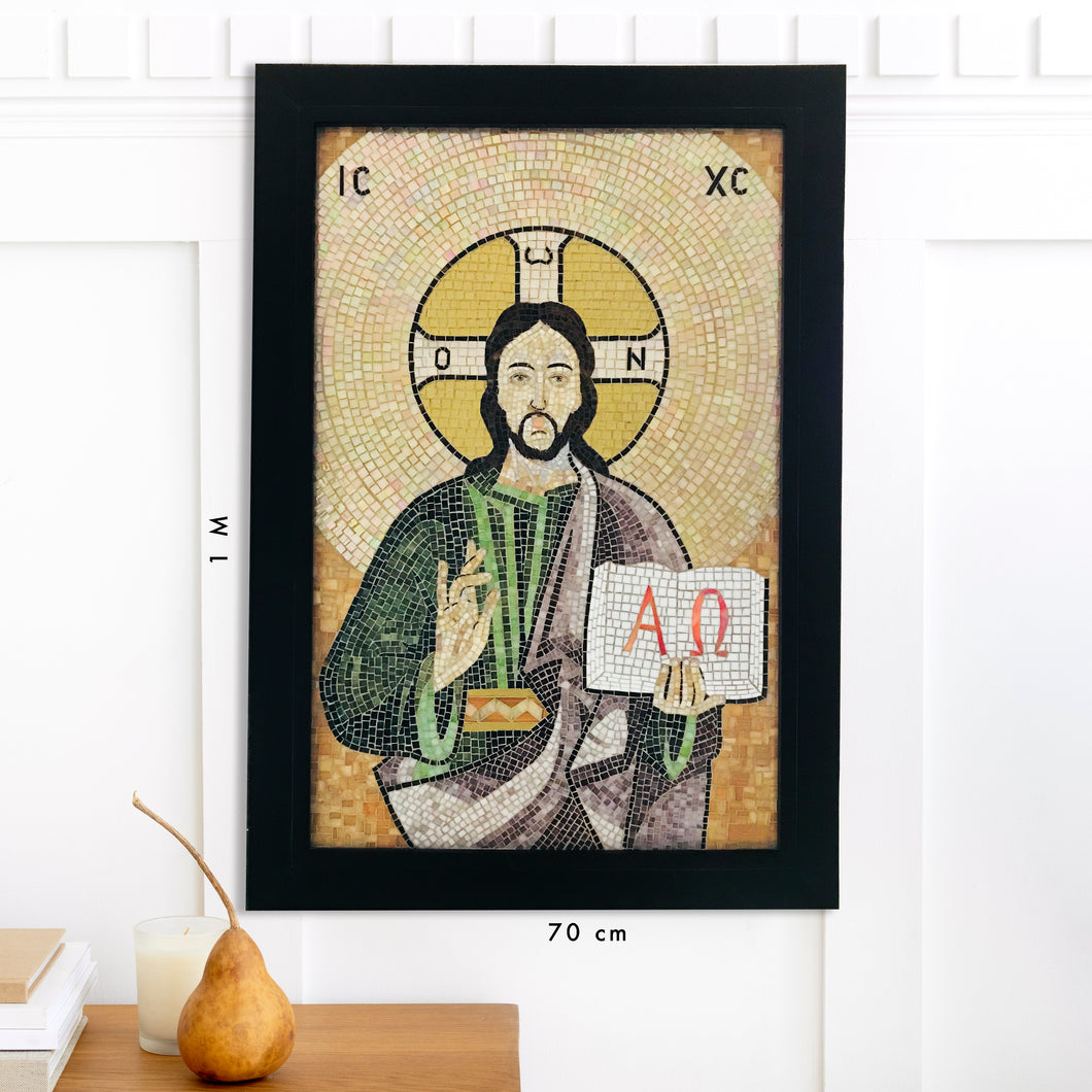 Christ Pantocrator, Mosaic Table with Glass