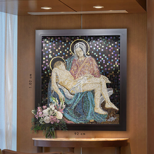 Cuadro de Virgen de la Piedad, mosaico con vidrio