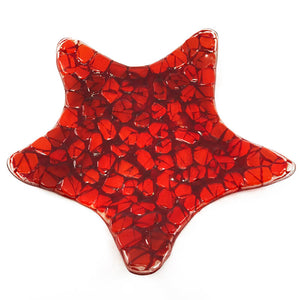 Median sea dish, red - handmade in molten glass