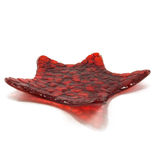 Median sea dish, red - handmade in molten glass