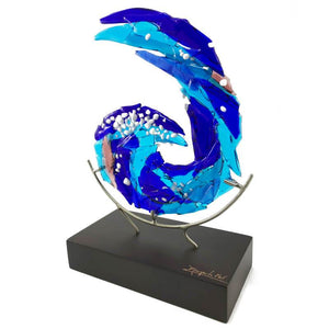 "Marejada II" - Decoration of ocean wave- handmade molten glass