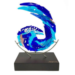 "Marejada II" - Decoration of ocean wave- handmade molten glass