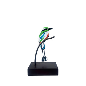 Torogoz abstracto II : figura decorativa de ave en vidrio artístico