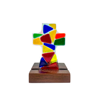 Cruz mini portavela | figura de vidrio artístico
