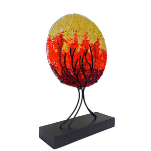 Big red "Exuberante"- Abstract Molten Glass Tree Figurine 