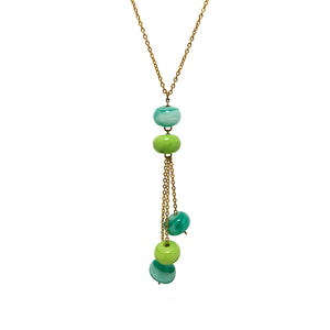 Molten glass necklace; Colored balls