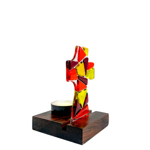 Cruz mini portavela | figura de vidrio artístico