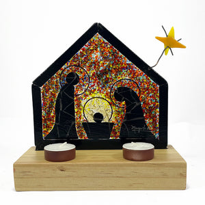Christmas Nativity set, handcrafted in molten glass