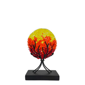 "Exuberante", red, Abstract Molten Glass Tree Figurine 