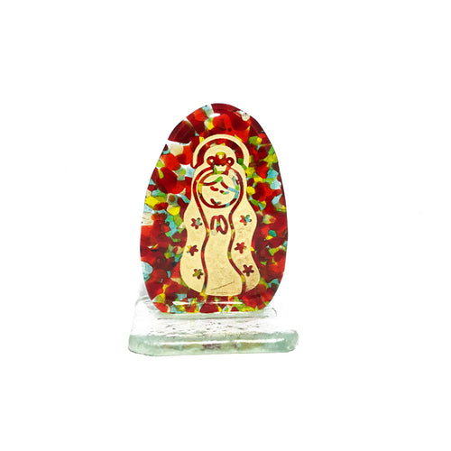 Decorative Virgin figure in molten glass