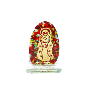 Virgencita plis, figura decorativa en vidrio fundido