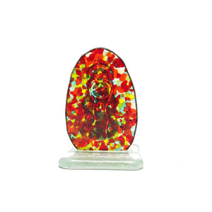 Virgencita plis, figura decorativa en vidrio fundido