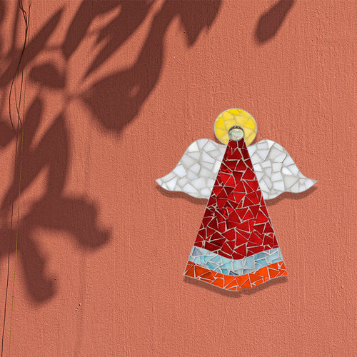 Guardian angel in mosaic - red color