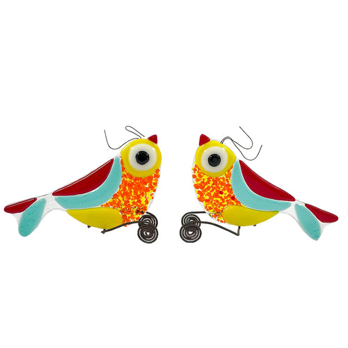 Pair of Singing Birds - Handmade Glass Art Figurines of Birds