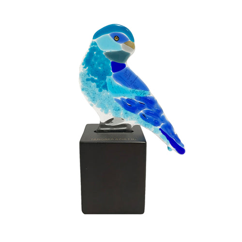 Blue Tanager: Fused glass handmade figurine