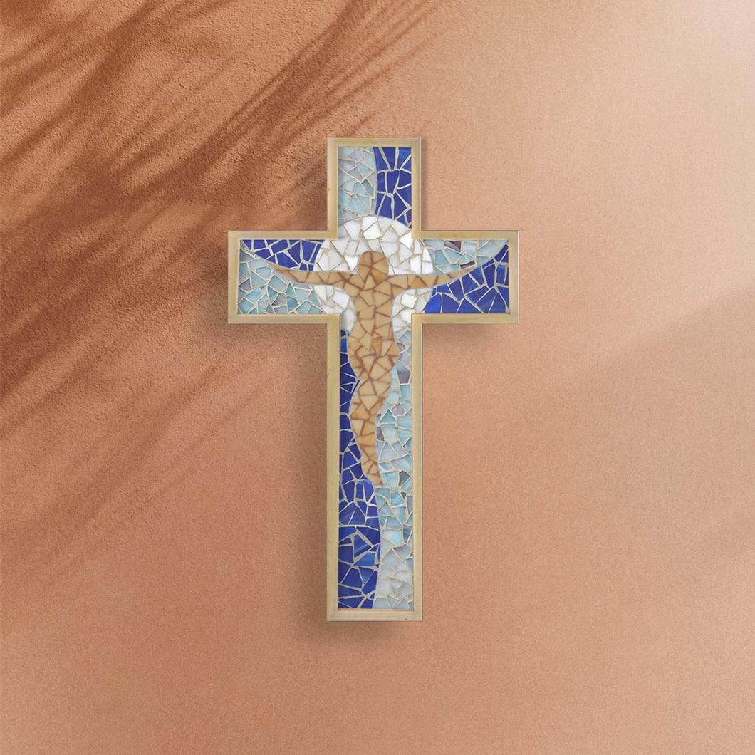 Manualidades: Kit para armar mosaico con vidrio - Imagen de cruz – Jesucristo