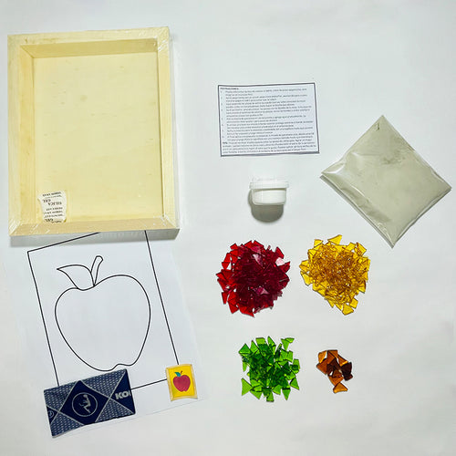 Manualidades: Kit para armar mosaico con vidrio, diseño frutales - Manzana