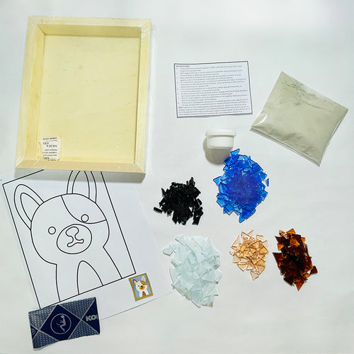 Manualidades: Kit para armar mosaico con vidrio, diseño animales infantiles - Perro
