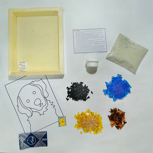 Manualidades: Kit para armar mosaico con vidrio, diseño animales infantiles - Golden Retriever