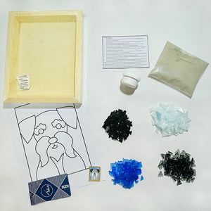 Crafts: Mosaic assembly kit with glass, children's animals - Schnauzer