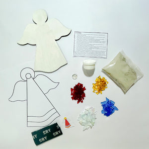 Manualidades: Kit para armar mosaico con vidrio, ángel de la guarda - Color rojo