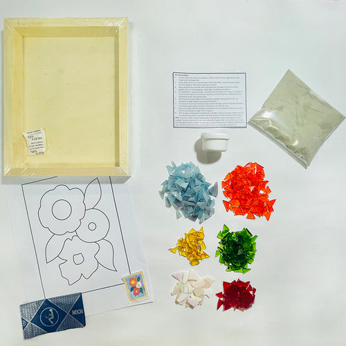 Manualidades: Kit para armar mosaico con vidrio, diseño de Flores - Arte 1