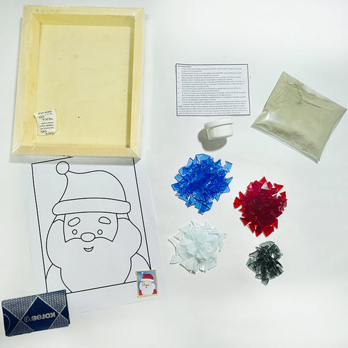 Manualidades: Kit para armar mosaico con vidrio, diseño navideño - Santa