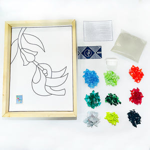 Crafts: Kit for Mosaic Build With Glass, Patriotic Design - Hummingbird