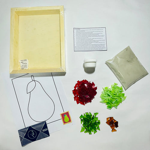Manualidades: Kit para armar mosaico con vidrio, diseño frutales - Pera